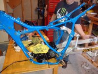 Assembly of the the 1984 RM-250 upper swingarm