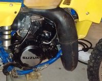 Assembly of the the 1984 RM-250 pipe installed